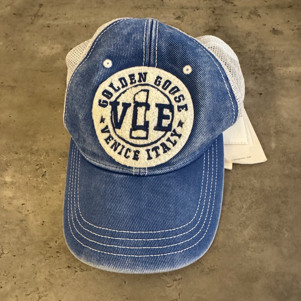 Golden Goose Denim Blue and White Hat